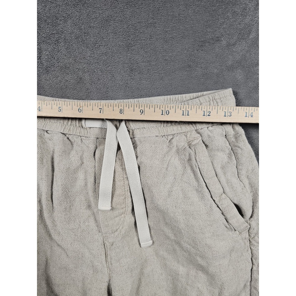 Zara Linen Blend Pull On Shorts Beige Elastic Waist Womens Medium Distressed - Picture 8 of 10